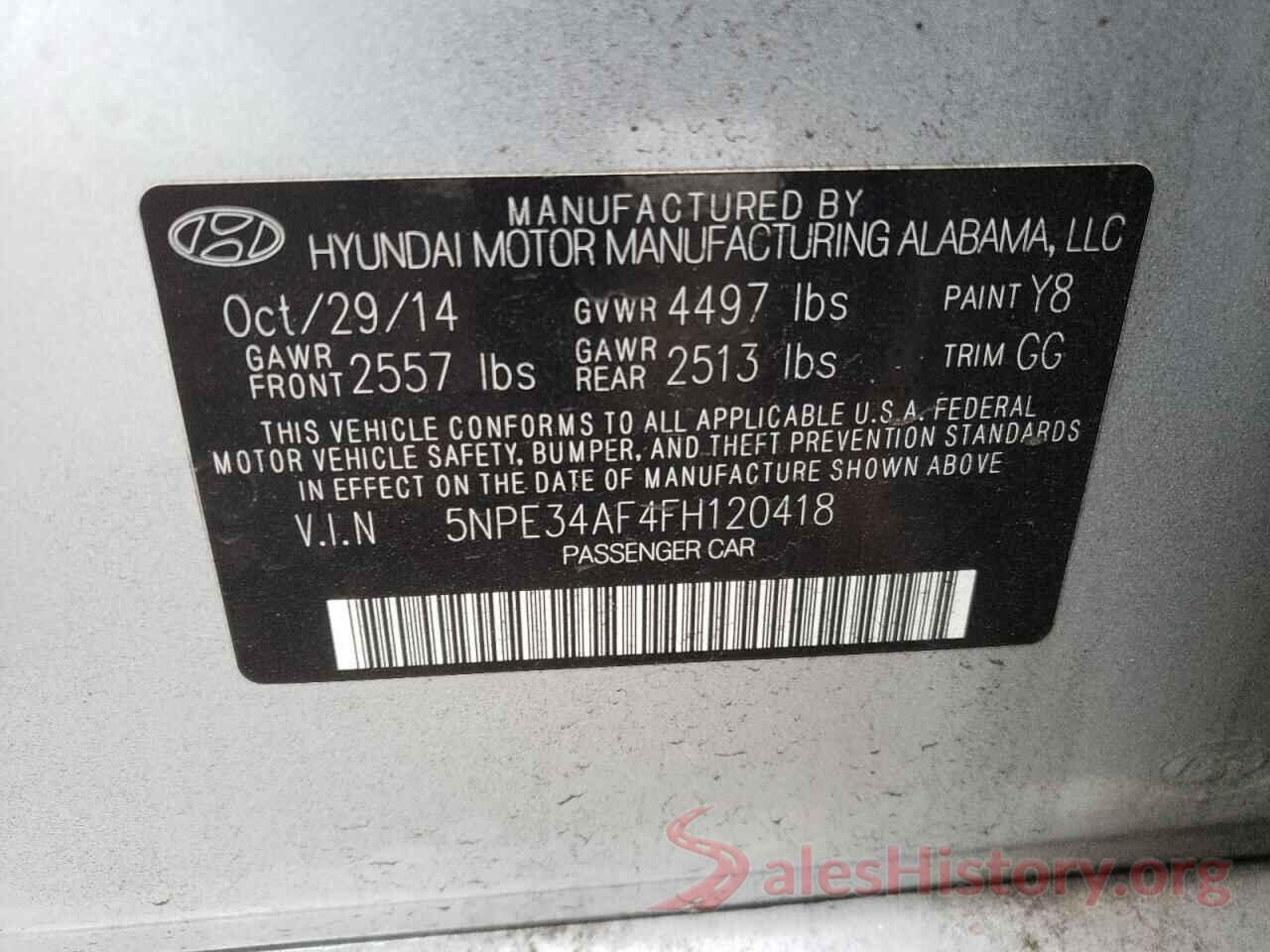 5NPE34AF4FH120418 2015 HYUNDAI SONATA