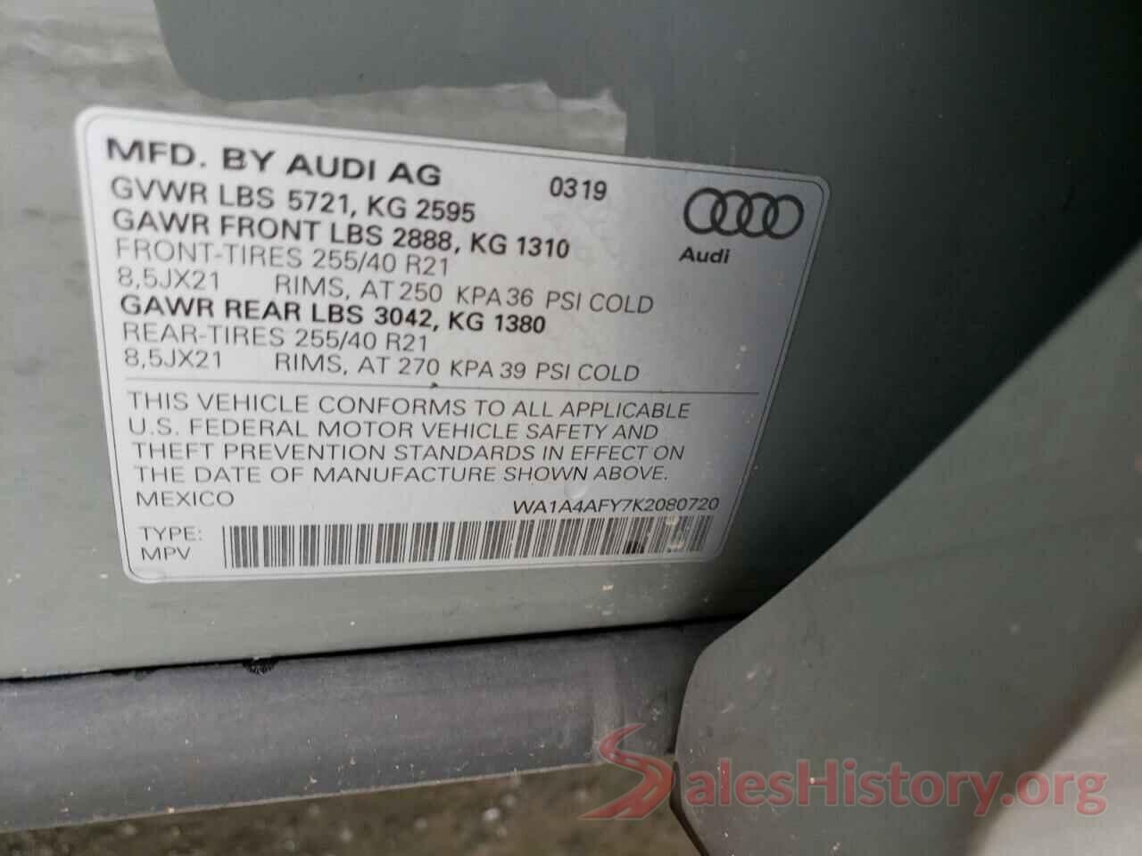 WA1A4AFY7K2080720 2019 AUDI SQ5