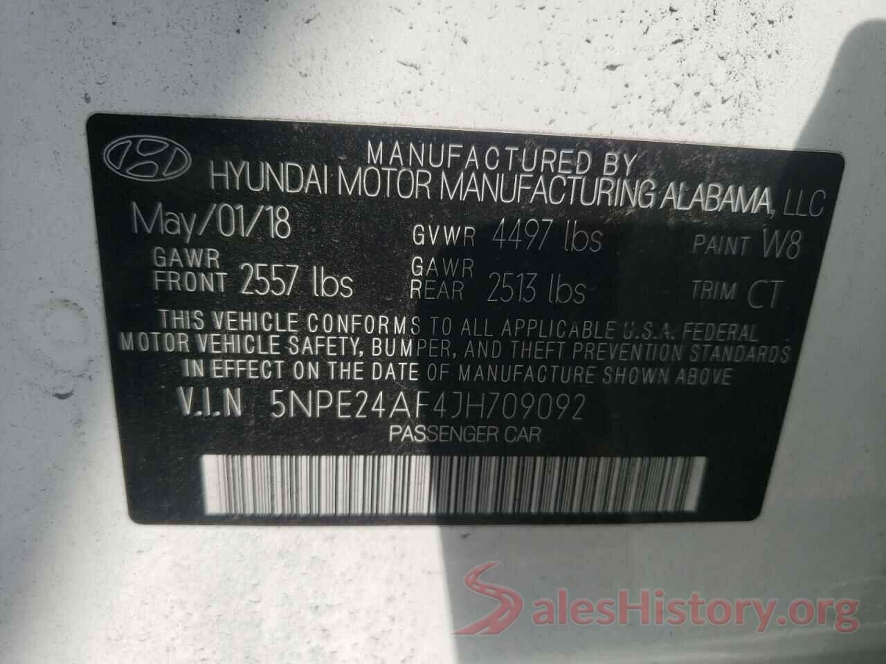 5NPE24AF4JH709092 2018 HYUNDAI SONATA