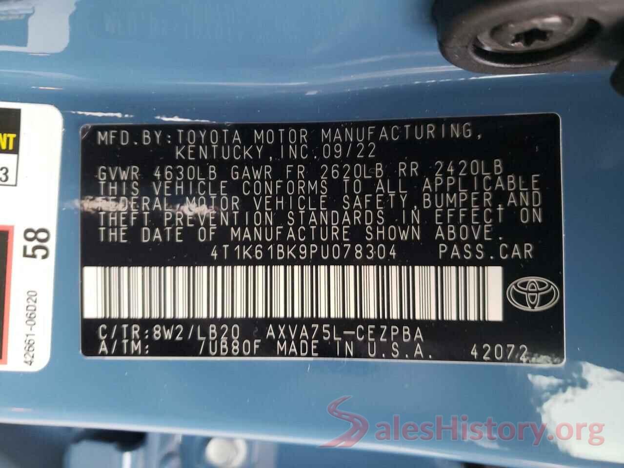 4T1K61BK9PU078304 2023 TOYOTA CAMRY