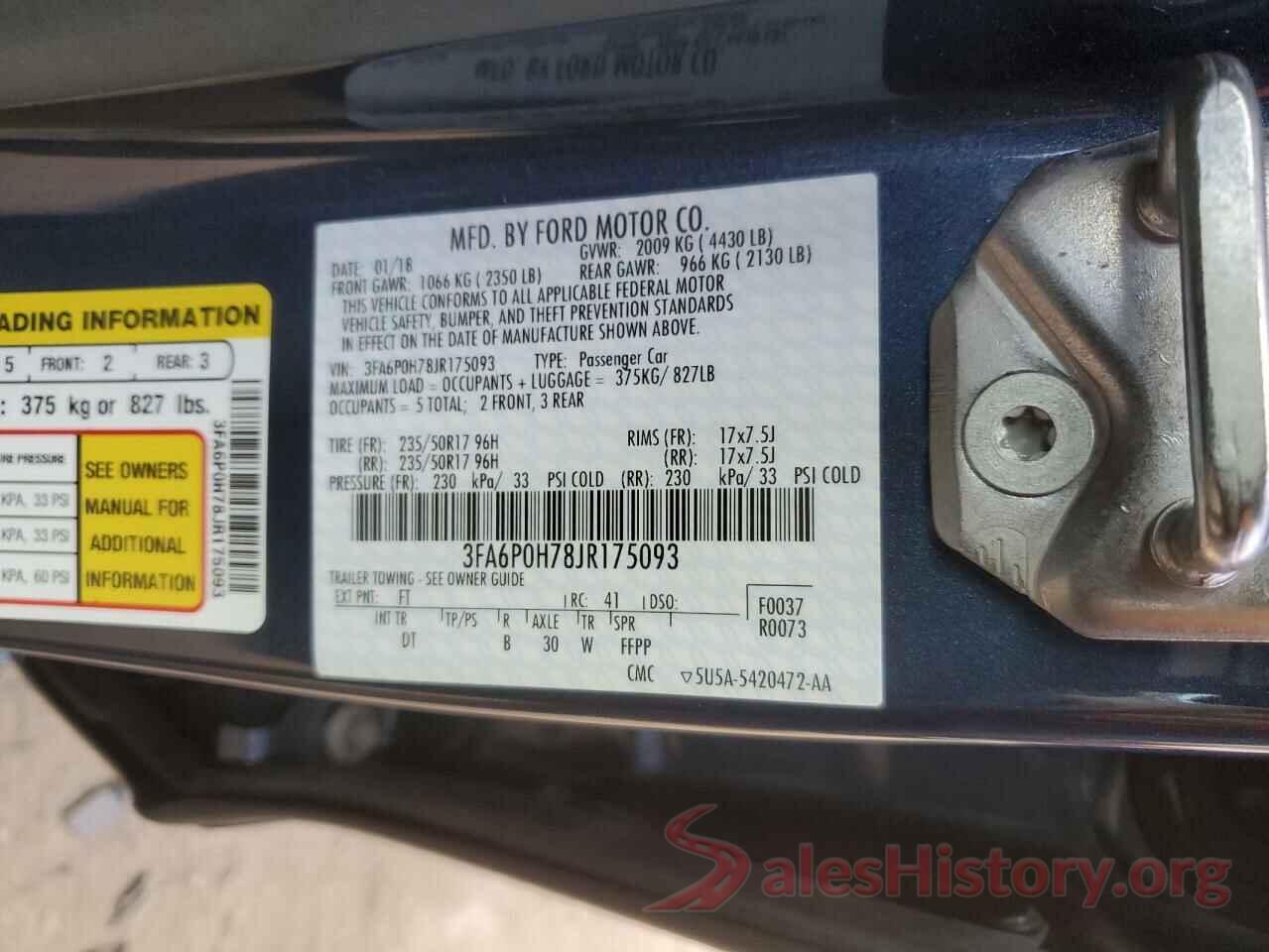 3FA6P0H78JR175093 2018 FORD FUSION