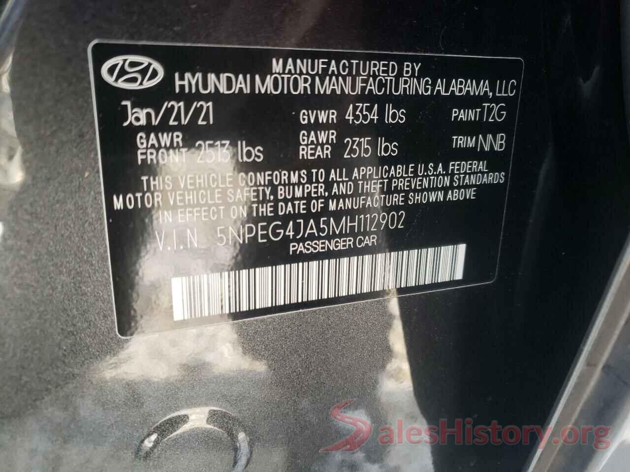 5NPEG4JA5MH112902 2021 HYUNDAI SONATA