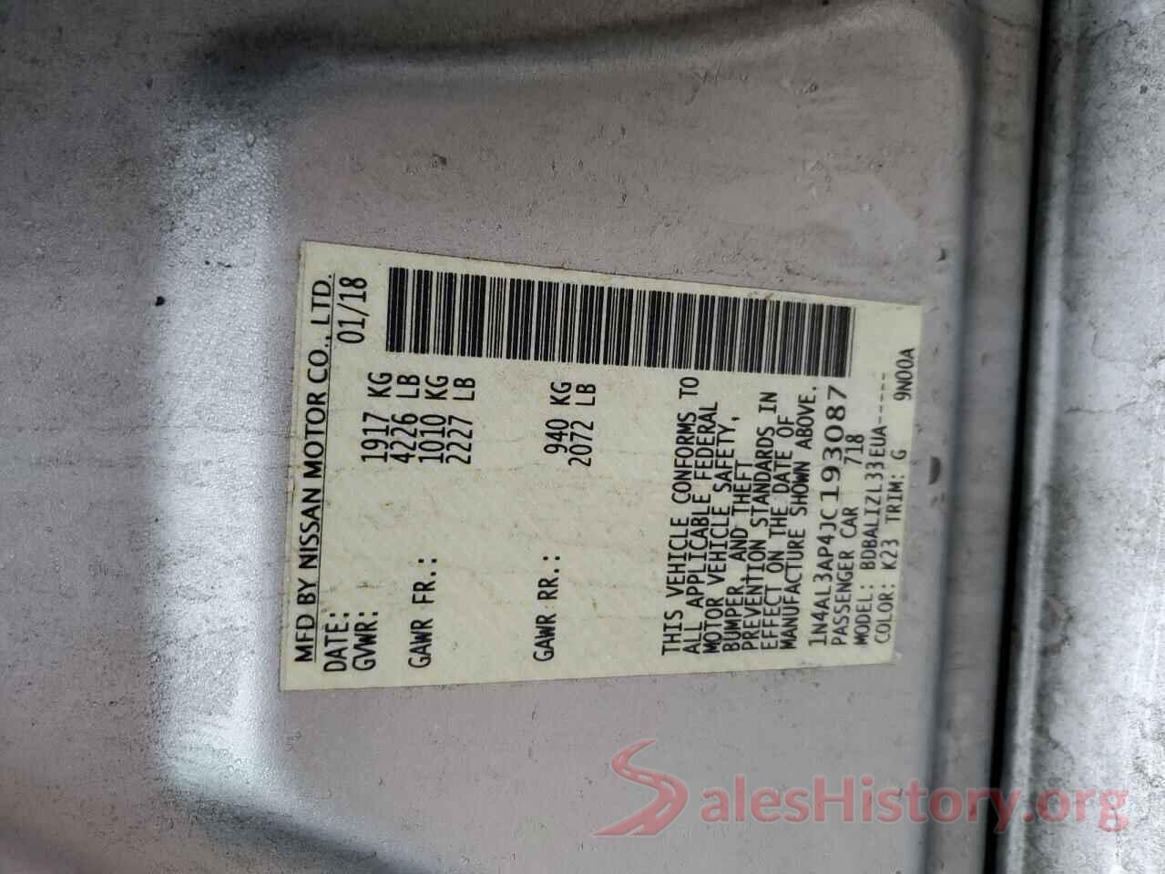 1N4AL3AP4JC193087 2018 NISSAN ALTIMA