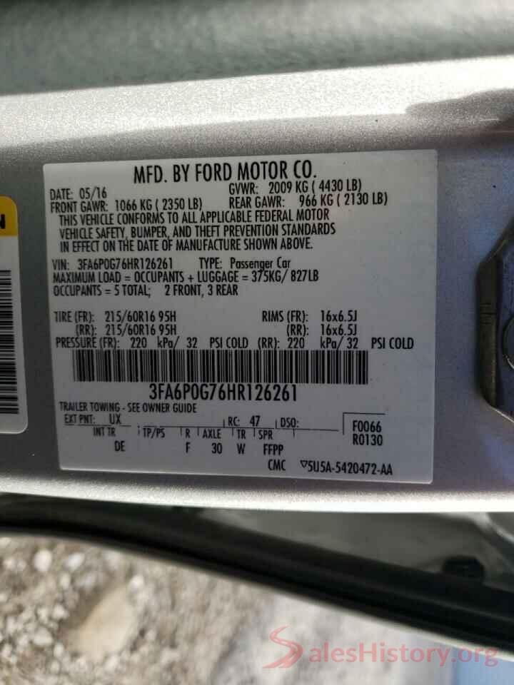 3FA6P0G76HR126261 2017 FORD FUSION