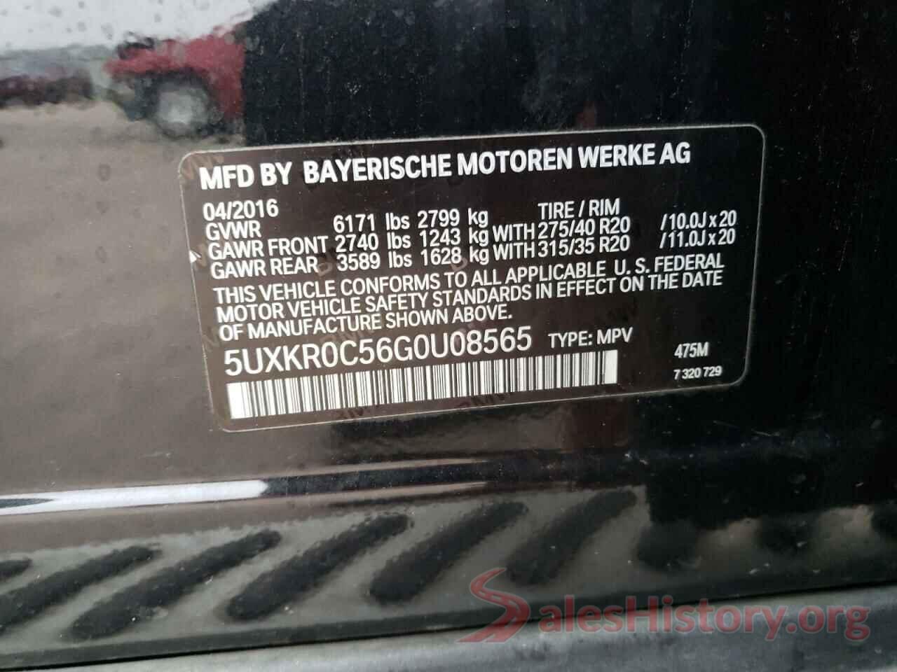 5UXKR0C56G0U08565 2016 BMW X5