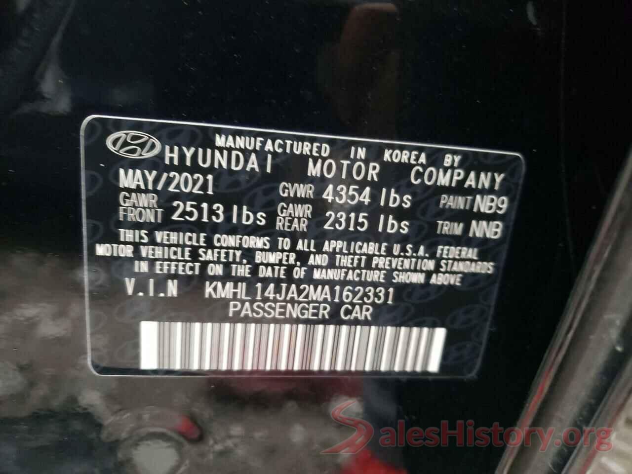 KMHL14JA2MA162331 2021 HYUNDAI SONATA