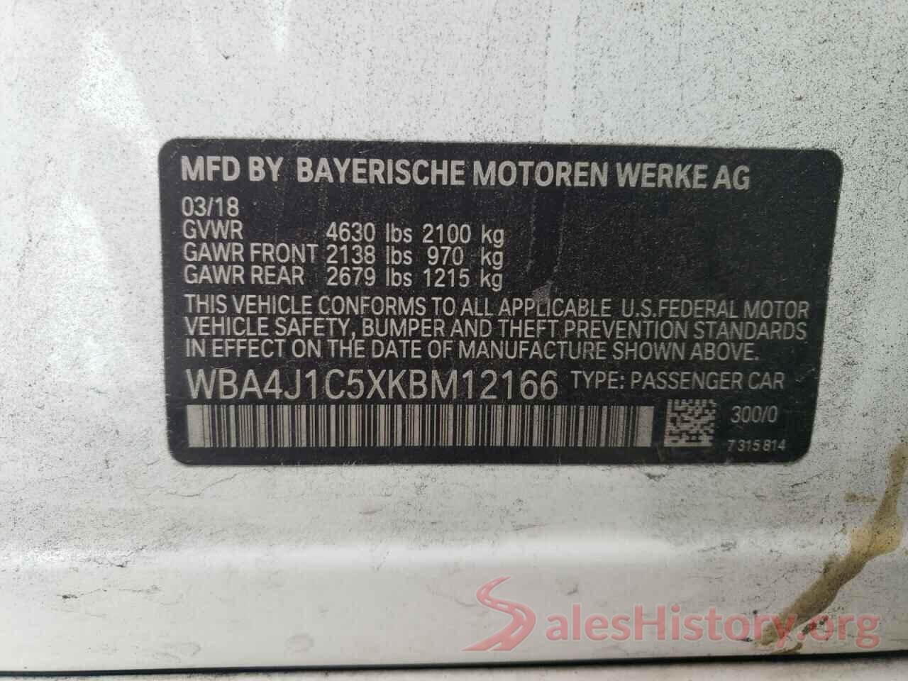 WBA4J1C5XKBM12166 2019 BMW 4 SERIES