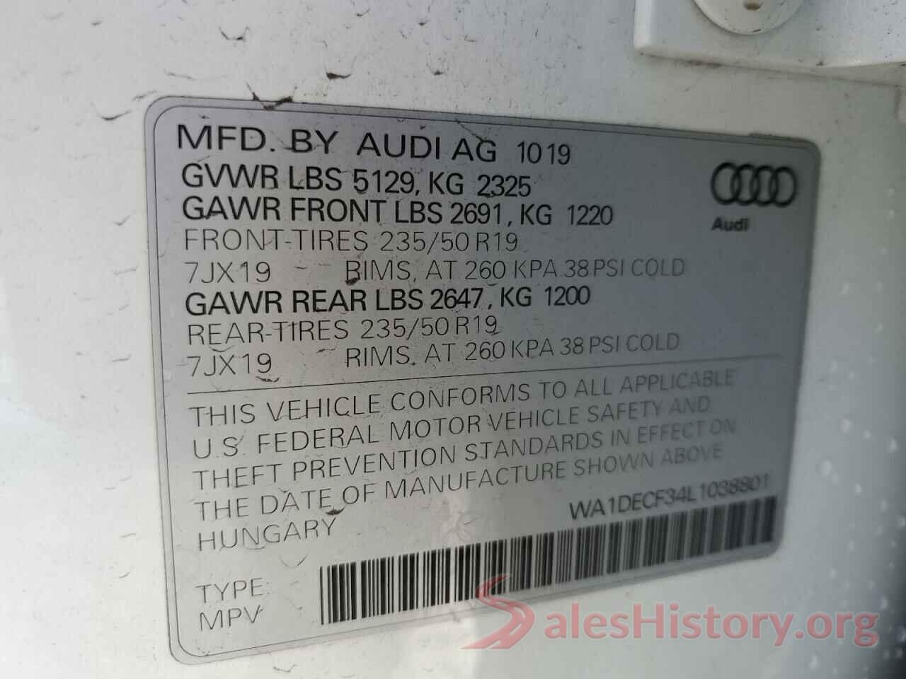 WA1DECF34L1038801 2020 AUDI Q3