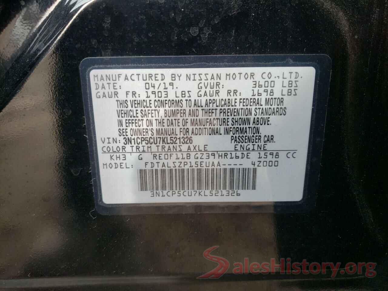 3N1CP5CU7KL521326 2019 NISSAN KICKS