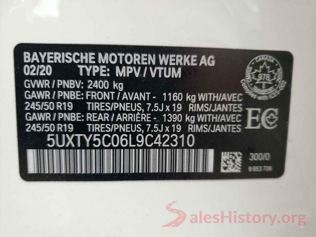 5UXTY5C06L9C42310 2020 BMW X3