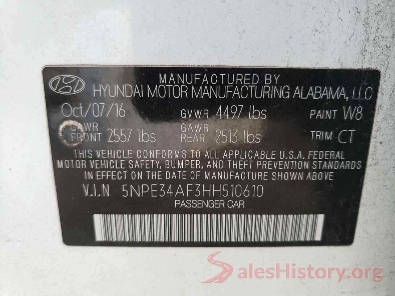 5NPE34AF3HH510610 2017 HYUNDAI SONATA