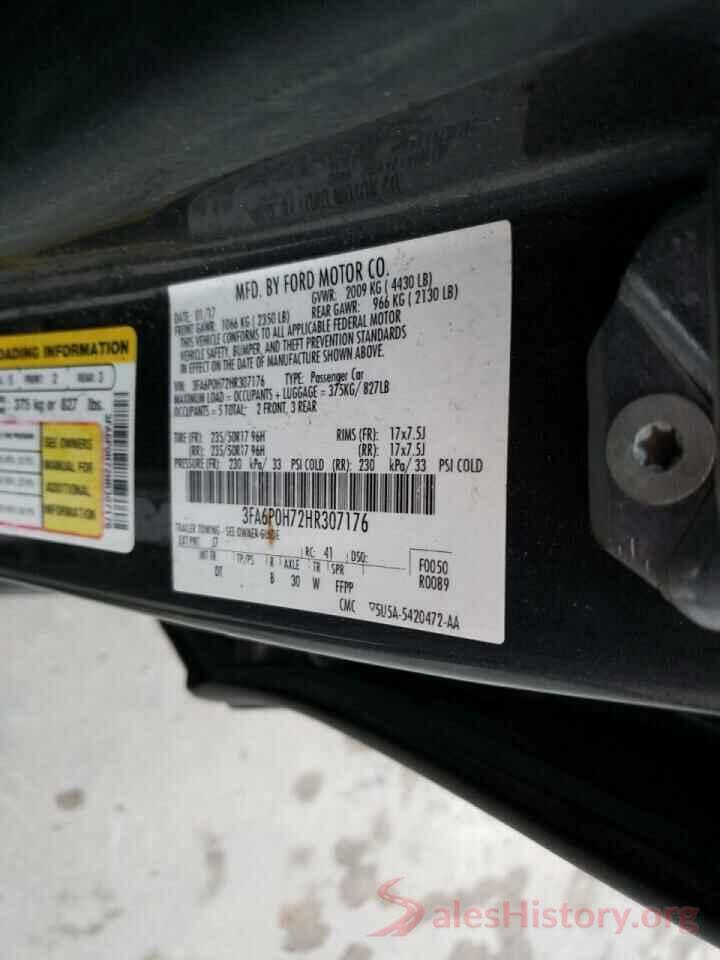 3FA6P0H72HR307176 2017 FORD FUSION