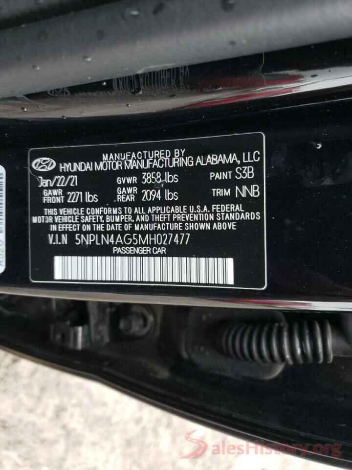 5NPLN4AG5MH027477 2021 HYUNDAI ELANTRA