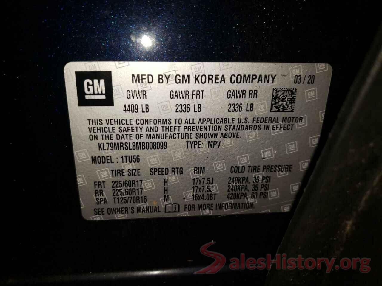 KL79MRSL8MB008099 2021 CHEVROLET TRAILBLZR