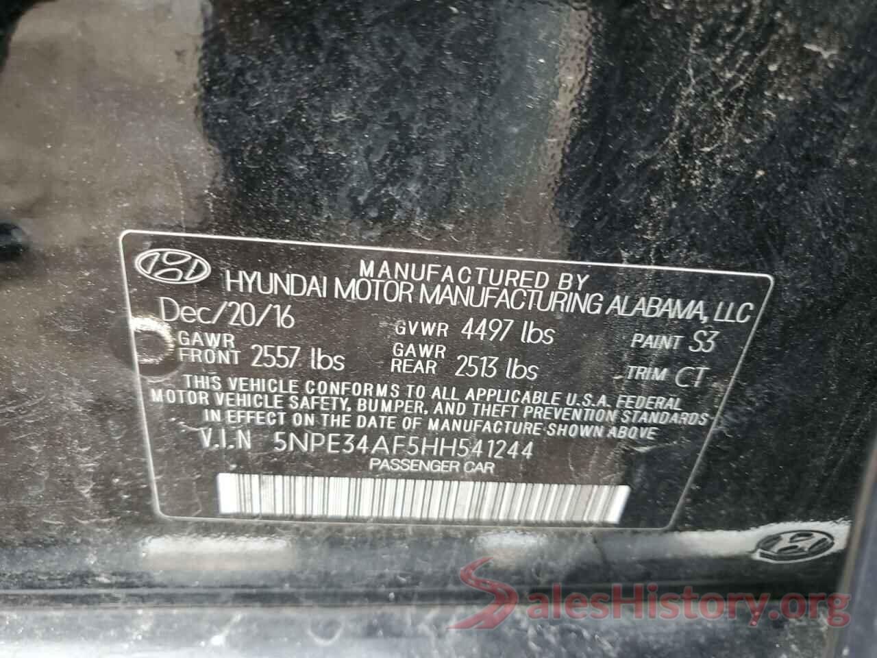 5NPE34AF5HH541244 2017 HYUNDAI SONATA