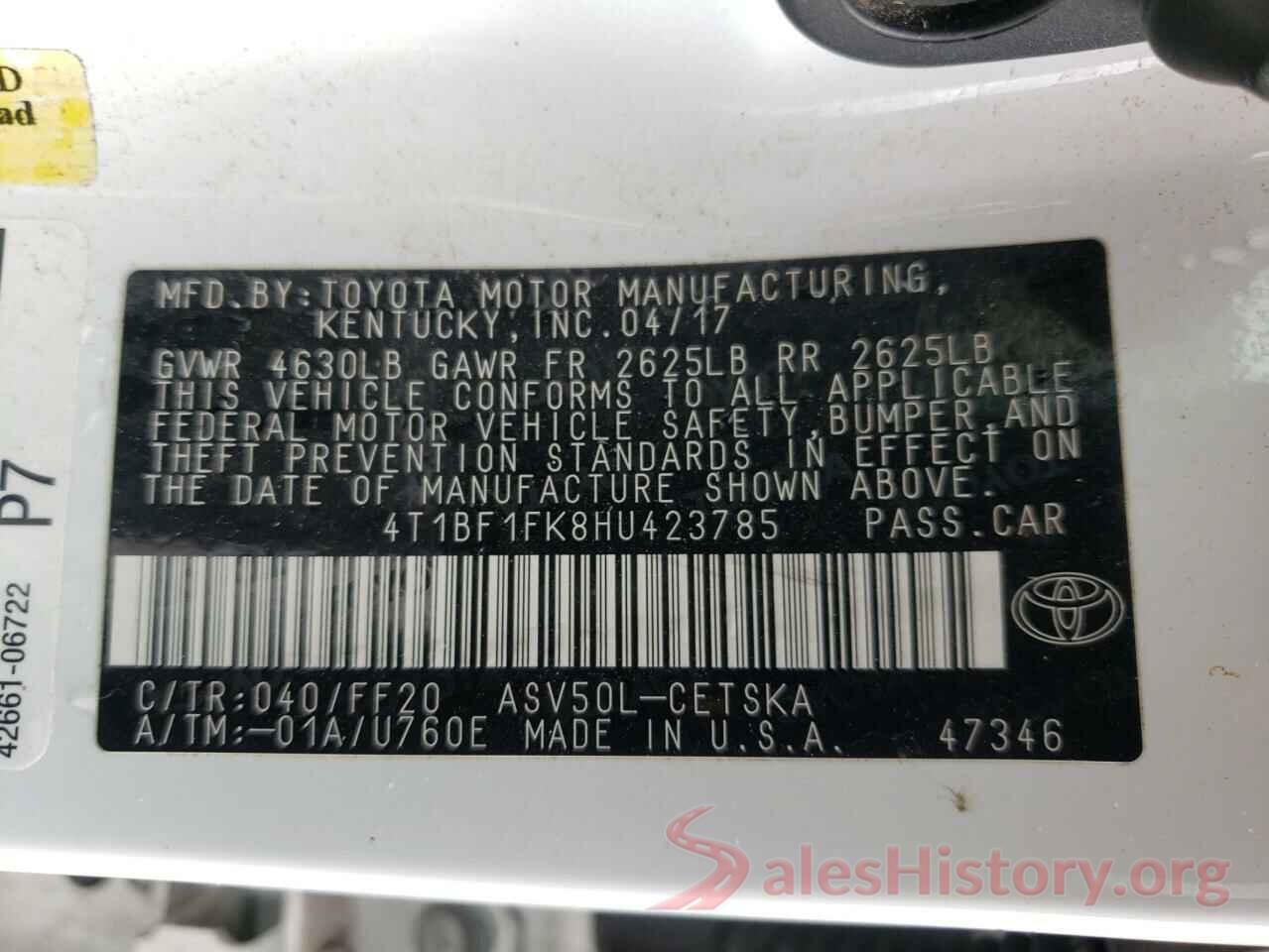 4T1BF1FK8HU423785 2017 TOYOTA CAMRY