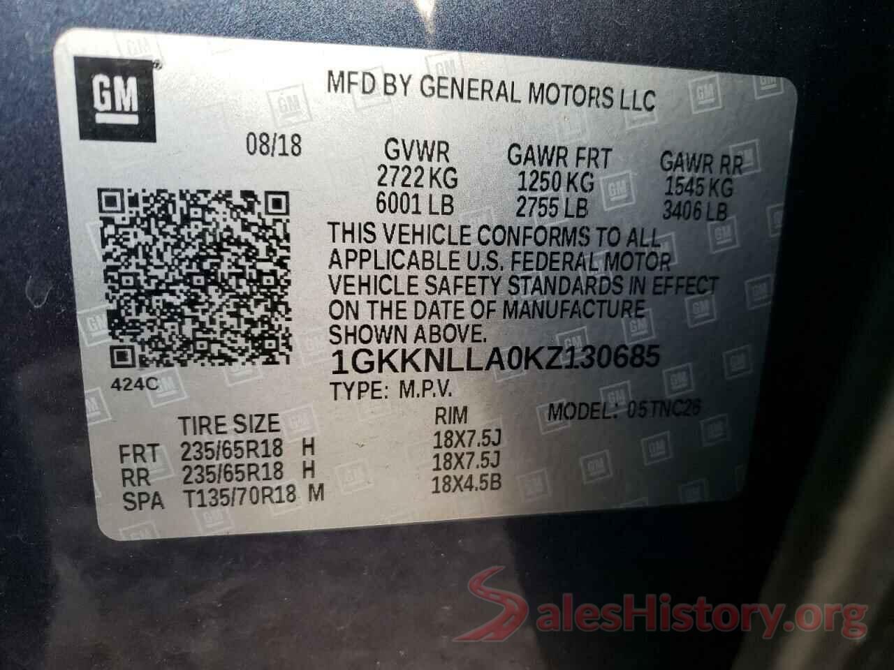 1GKKNLLA0KZ130685 2019 GMC ACADIA