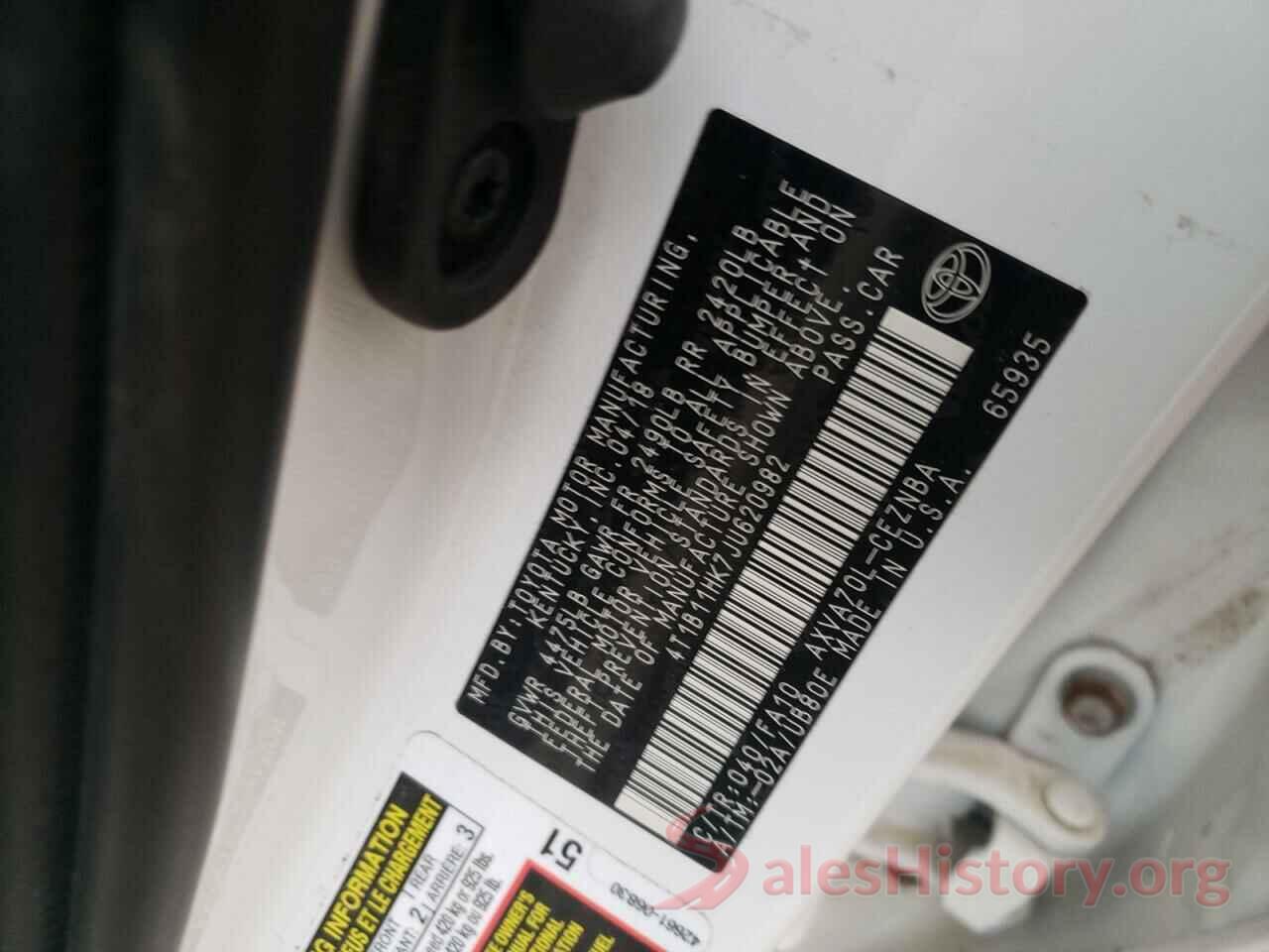 4T1B11HK7JU620982 2018 TOYOTA CAMRY