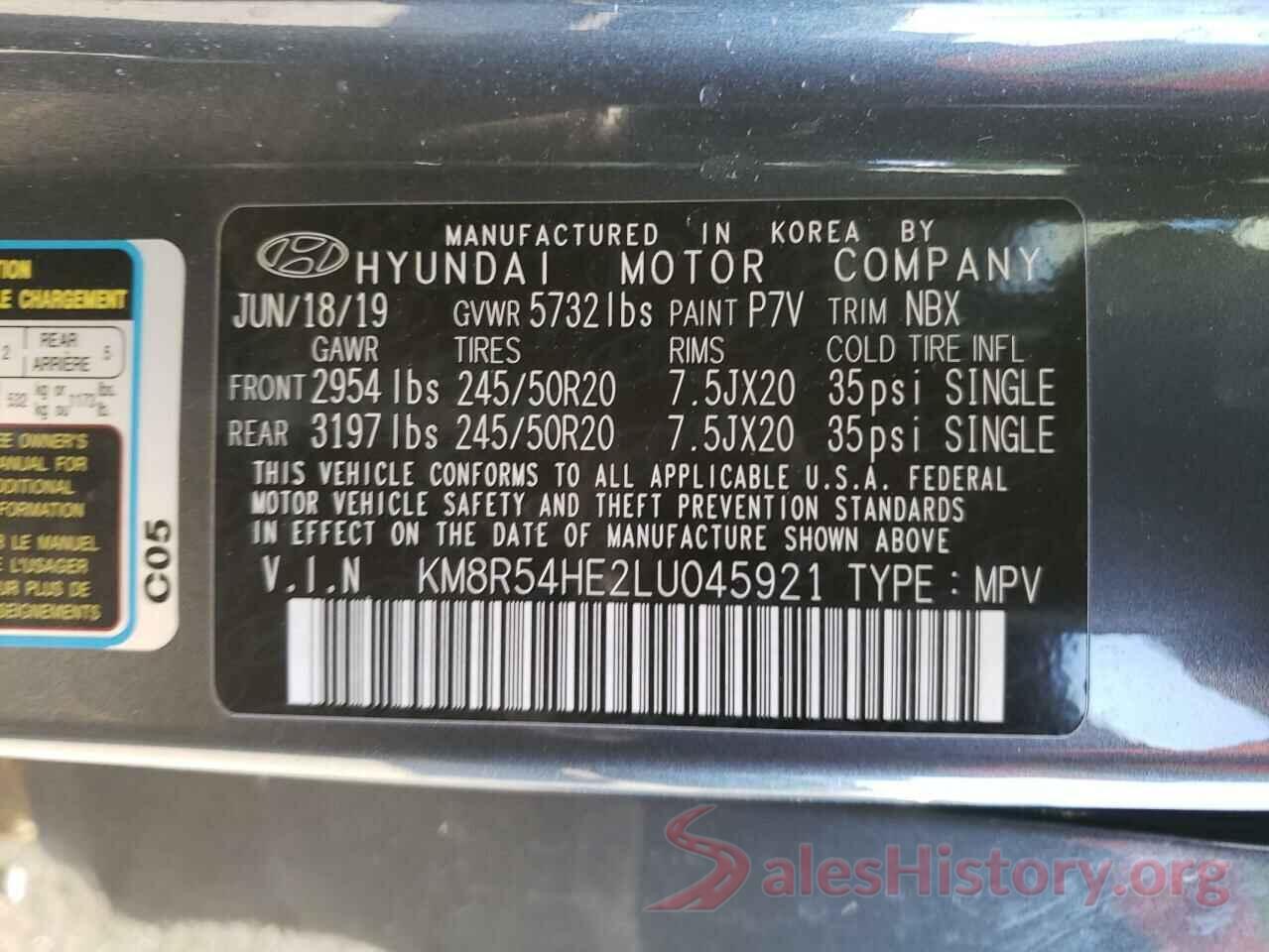 KM8R54HE2LU045921 2020 HYUNDAI PALISADE