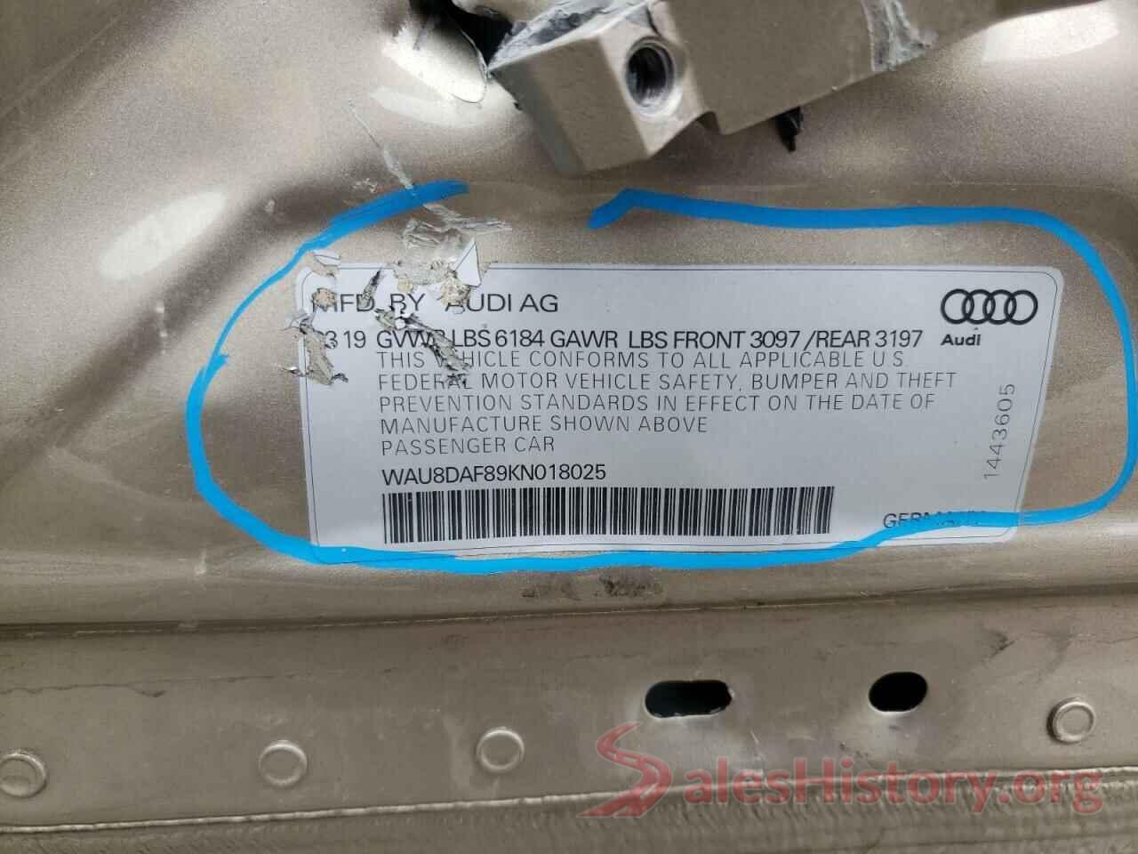 WAU8DAF89KN018025 2019 AUDI A8