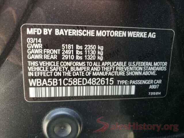 WBA5B1C58ED482615 2014 BMW 5 SERIES