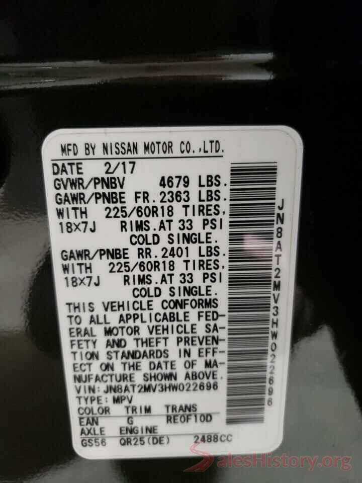 JN8AT2MV3HW022696 2017 NISSAN ROGUE