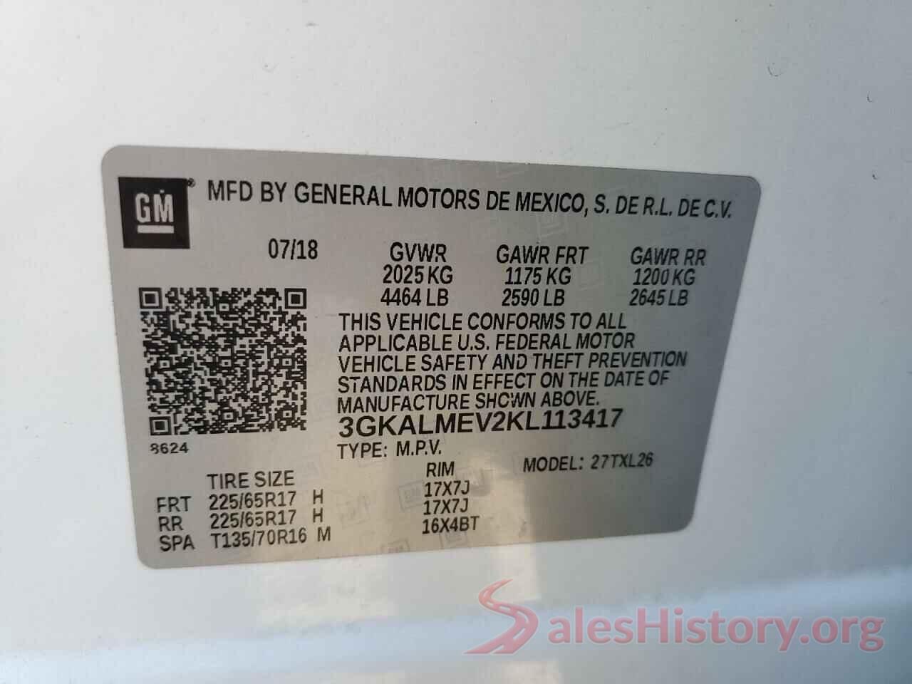 3GKALMEV2KL113417 2019 GMC TERRAIN