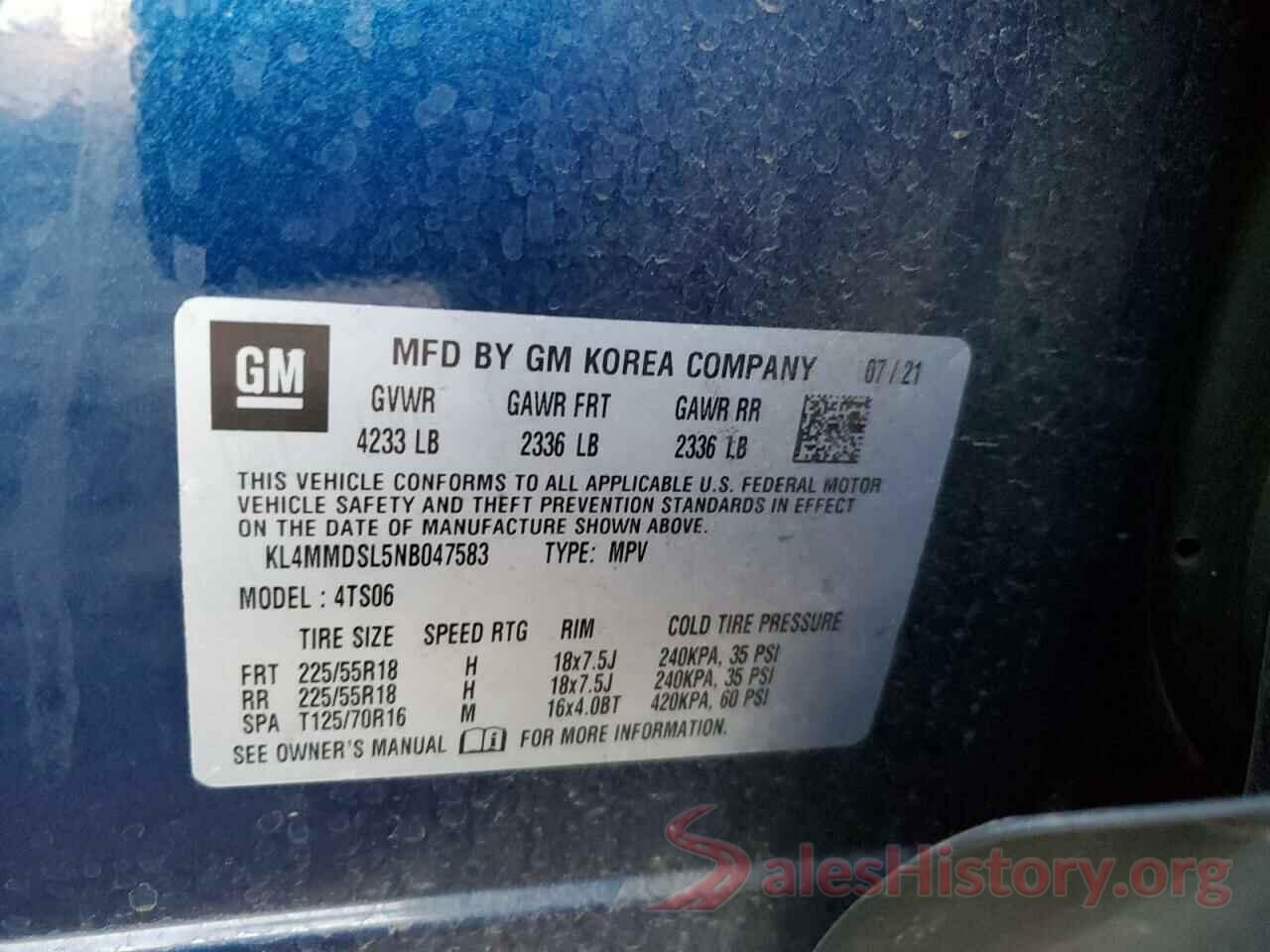 KL4MMDSL5NB047583 2022 BUICK ENCORE