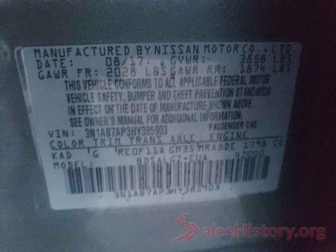 3N1AB7AP3HY385903 2017 NISSAN SENTRA