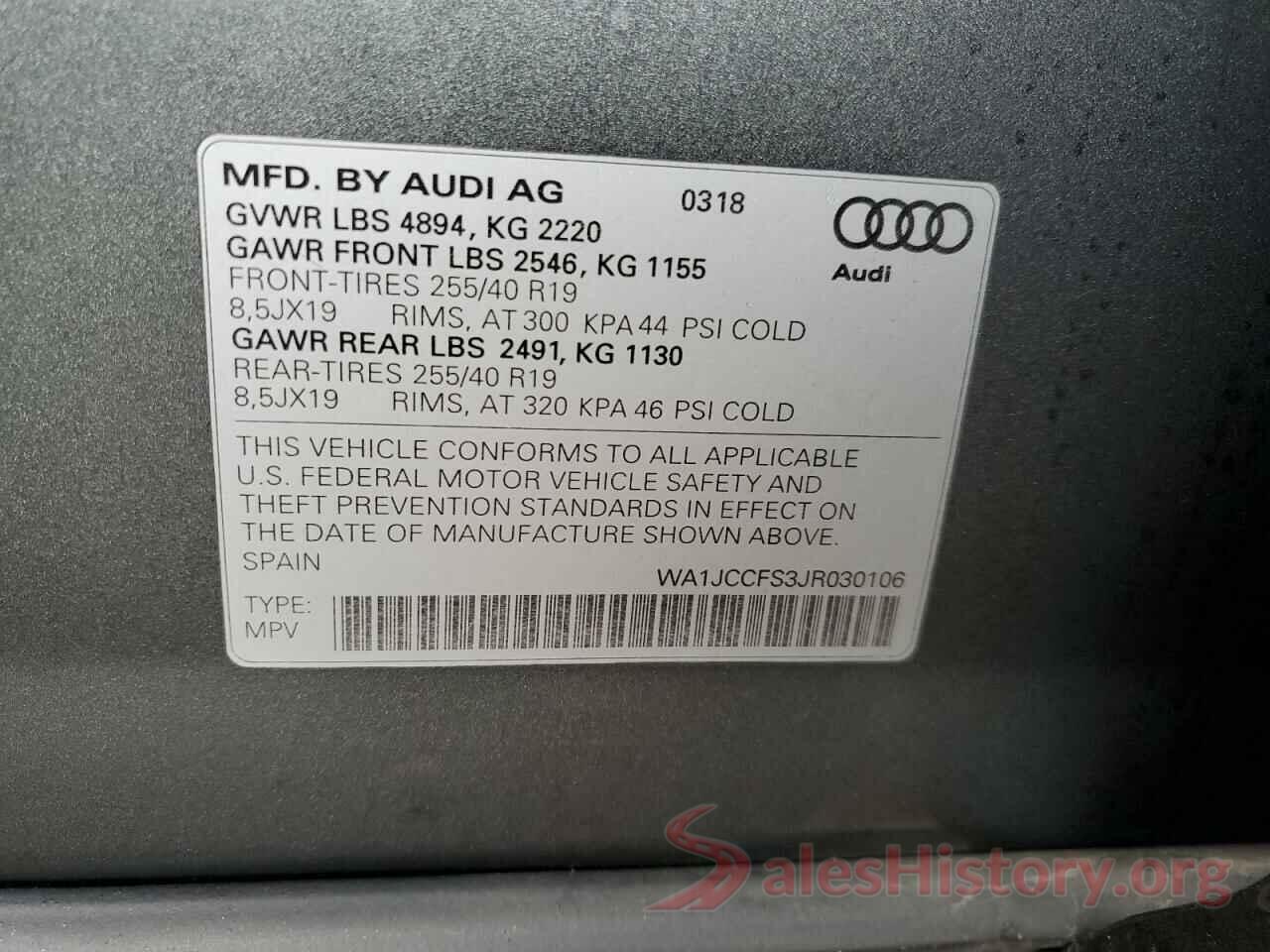 WA1JCCFS3JR030106 2018 AUDI Q3