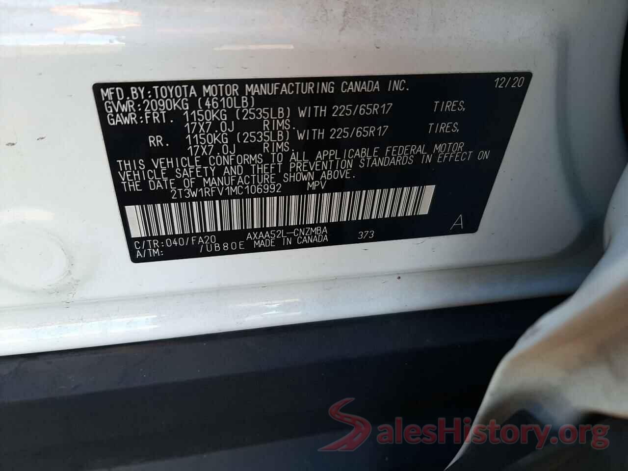 2T3W1RFV1MC106992 2021 TOYOTA RAV4