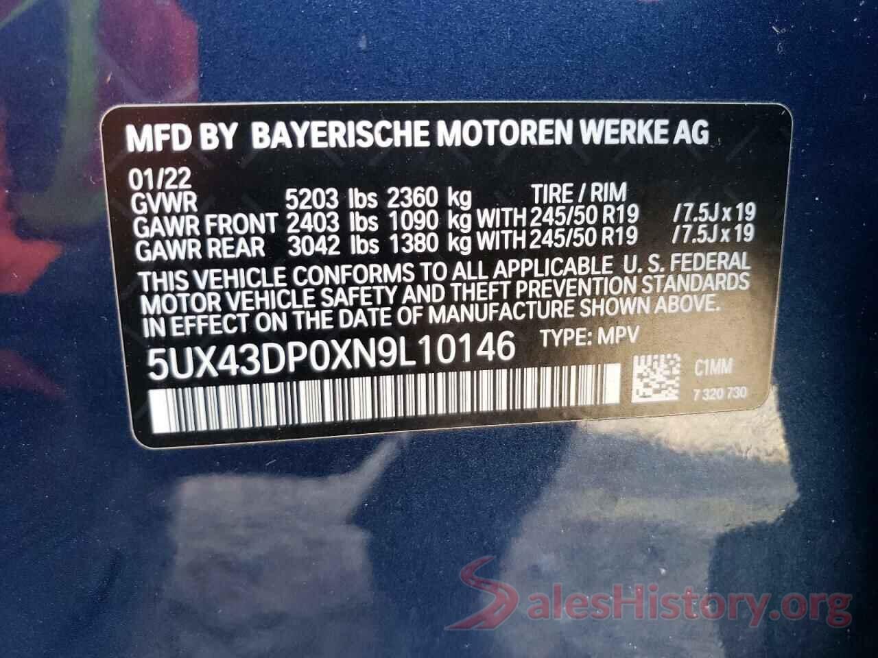 5UX43DP0XN9L10146 2022 BMW X3