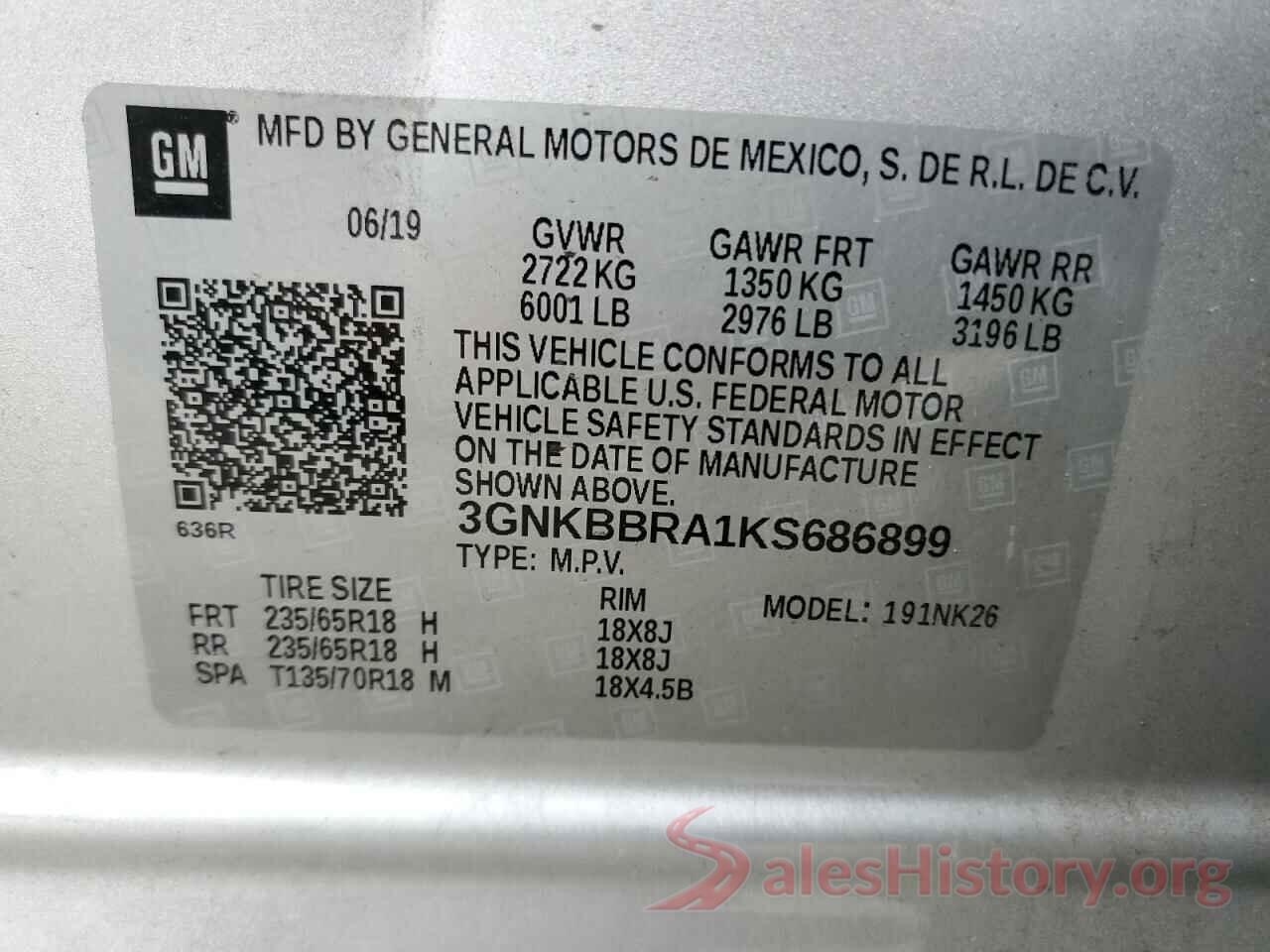 3GNKBBRA1KS686899 2019 CHEVROLET BLAZER