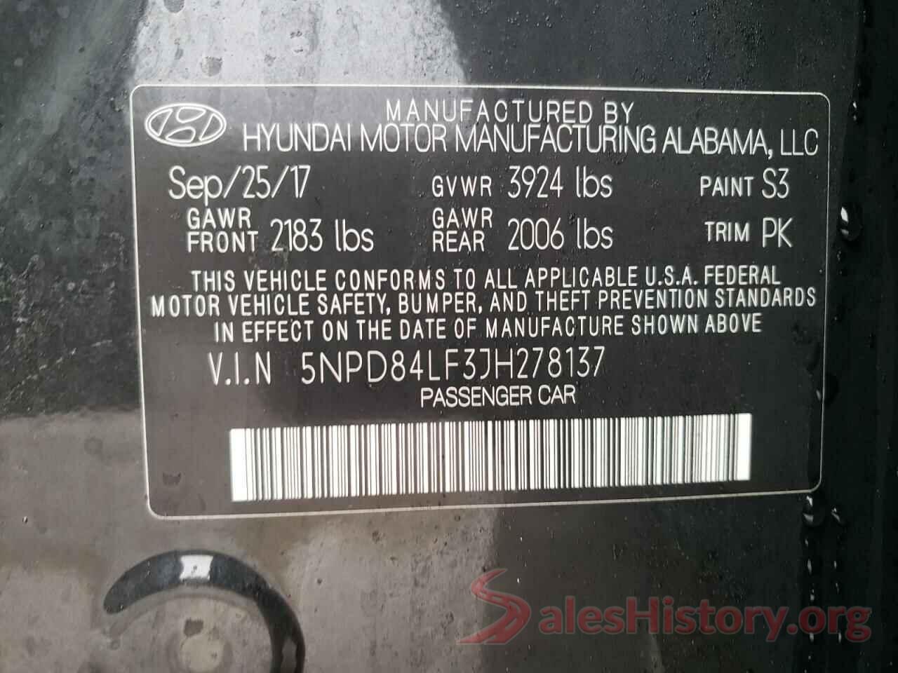 5NPD84LF3JH278137 2018 HYUNDAI ELANTRA