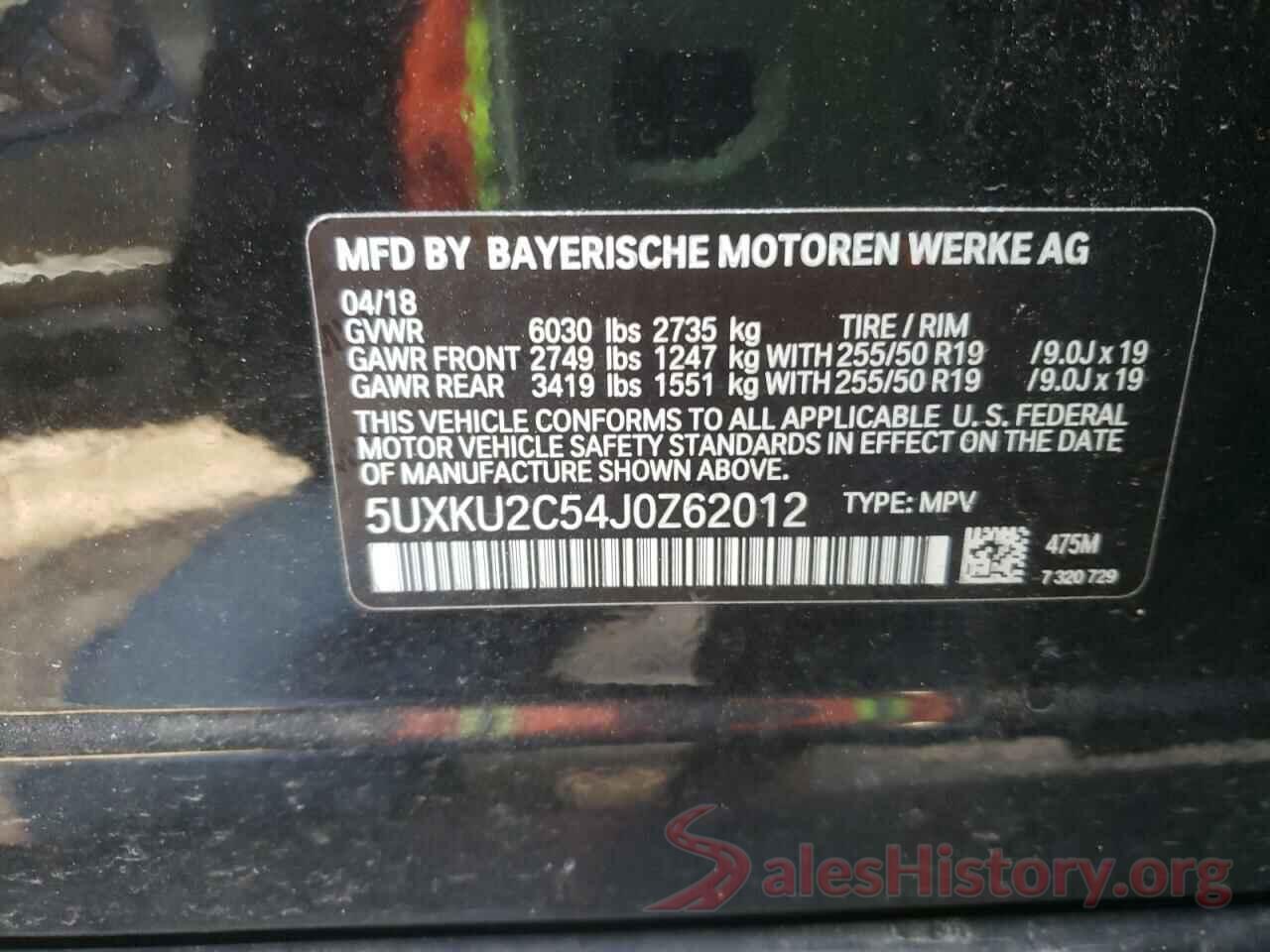 5UXKU2C54J0Z62012 2018 BMW X6