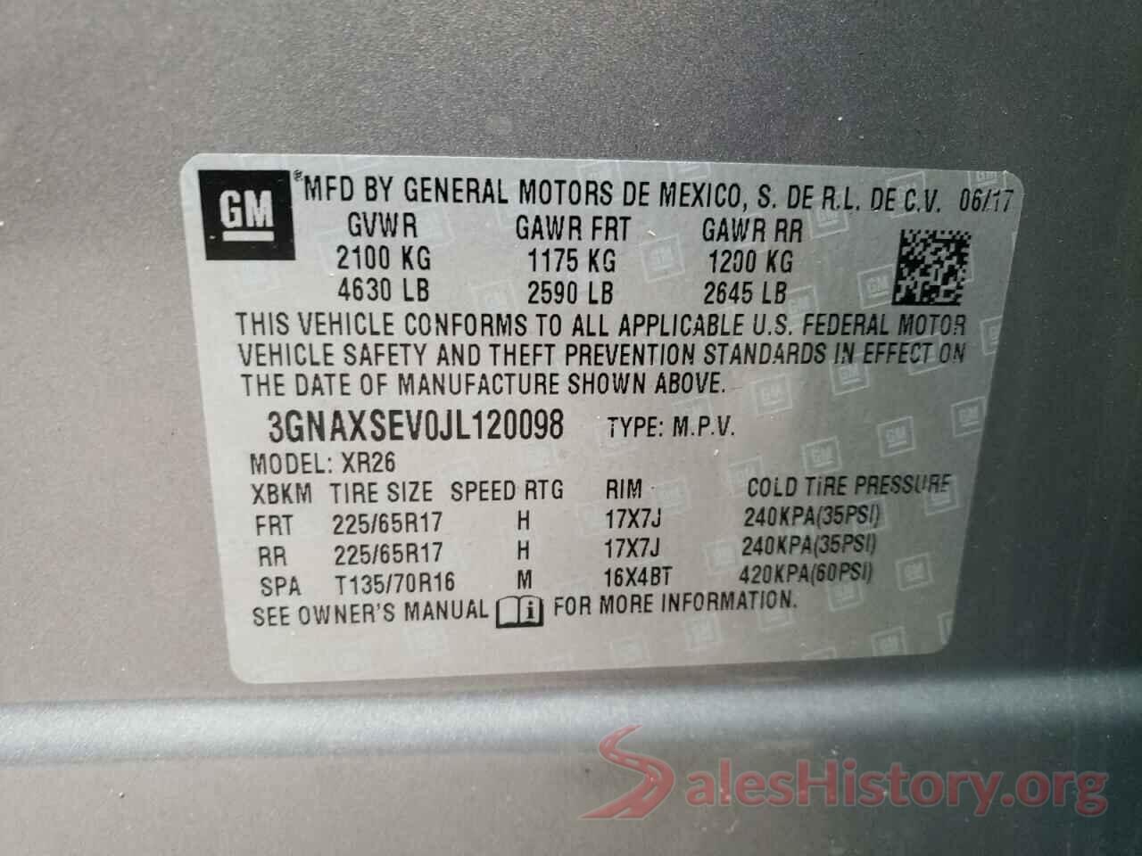 3GNAXSEV0JL120098 2018 CHEVROLET EQUINOX