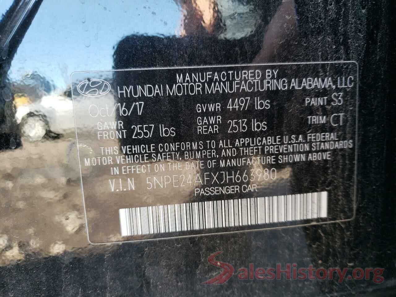 5NPE24AFXJH663980 2018 HYUNDAI SONATA