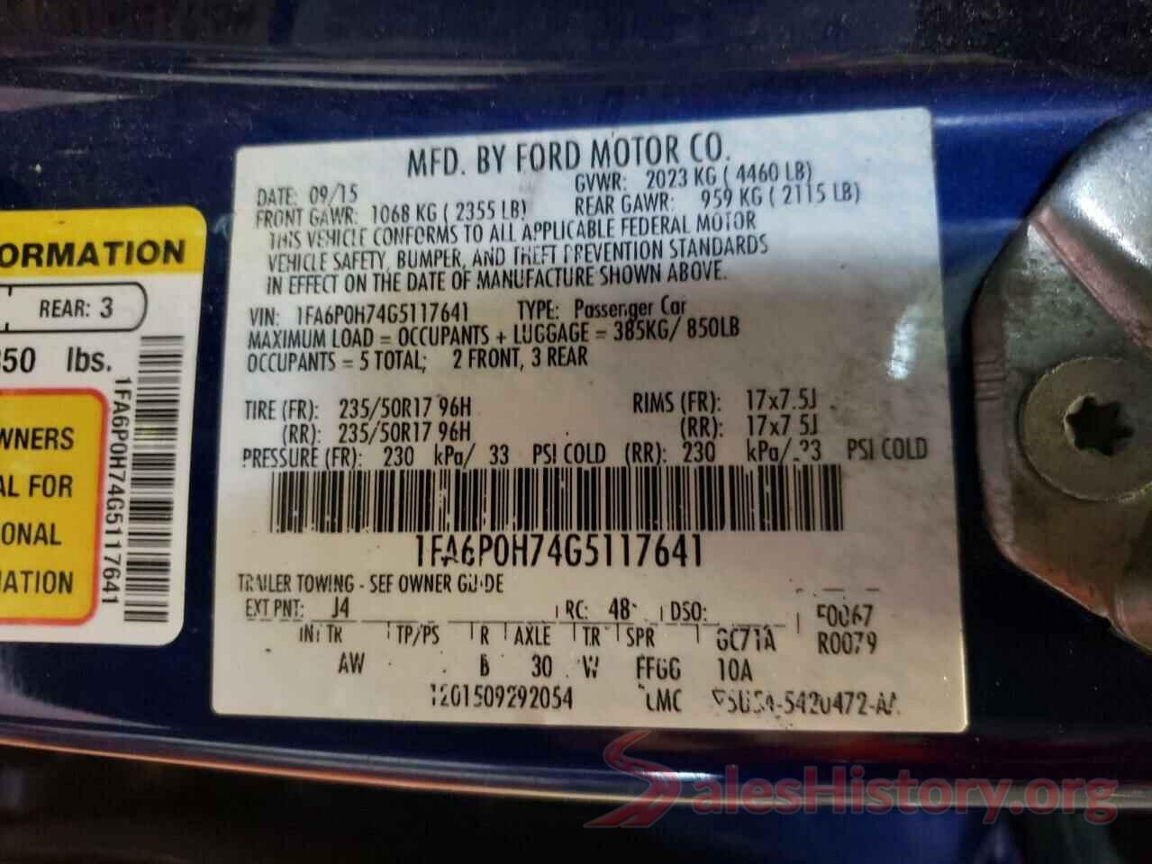 1FA6P0H74G5117641 2016 FORD FUSION