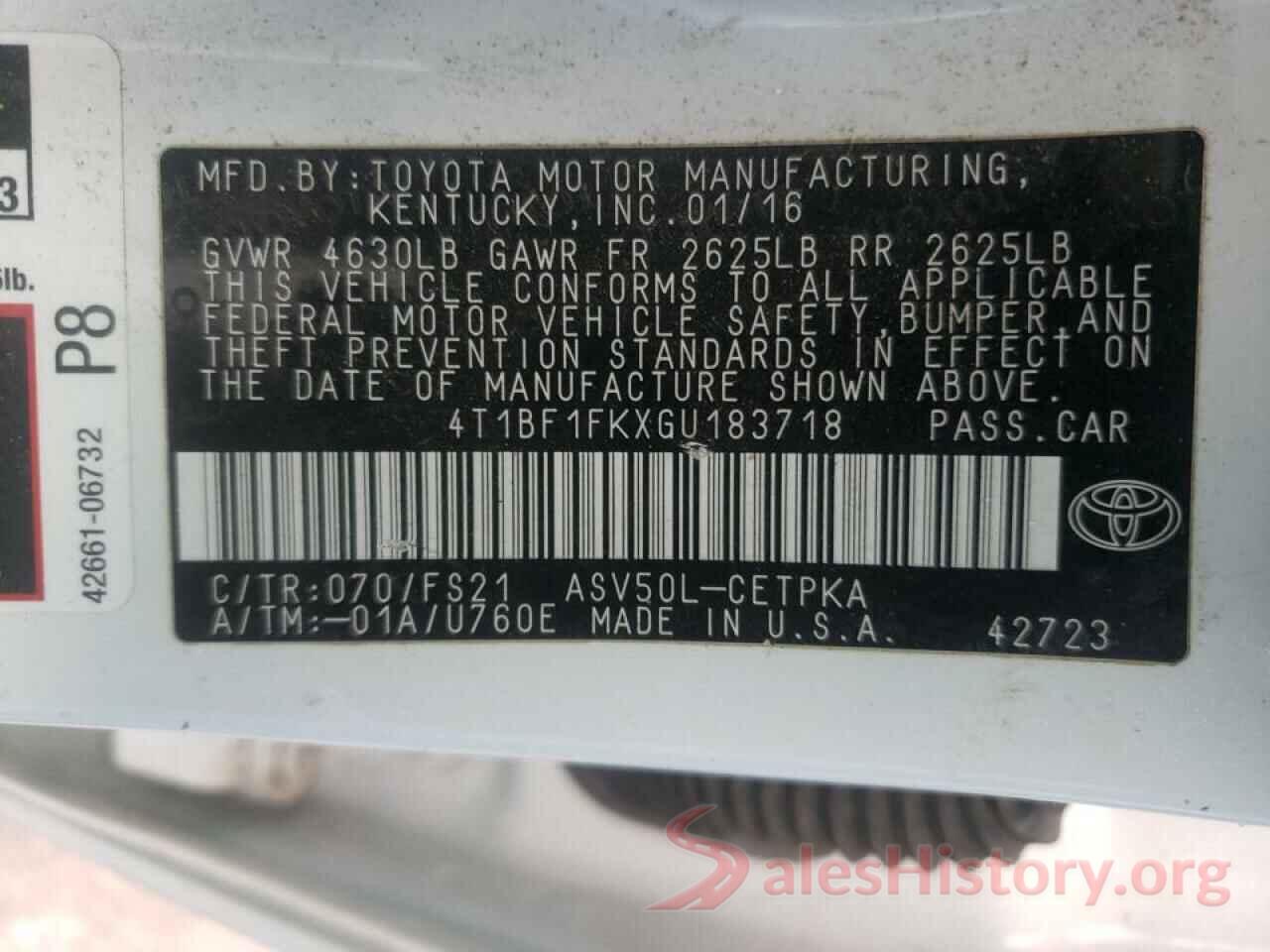 4T1BF1FKXGU183718 2016 TOYOTA CAMRY