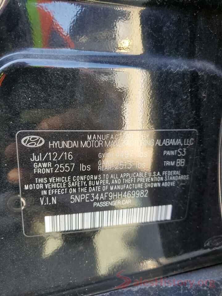 5NPE34AF9HH469982 2017 HYUNDAI SONATA