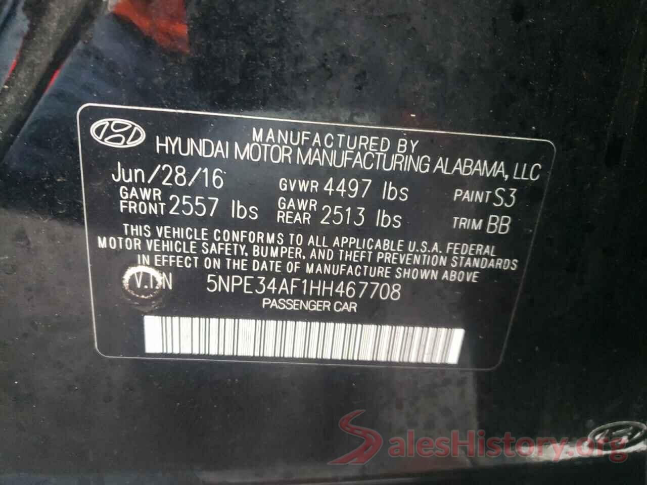 5NPE34AF1HH467708 2017 HYUNDAI SONATA