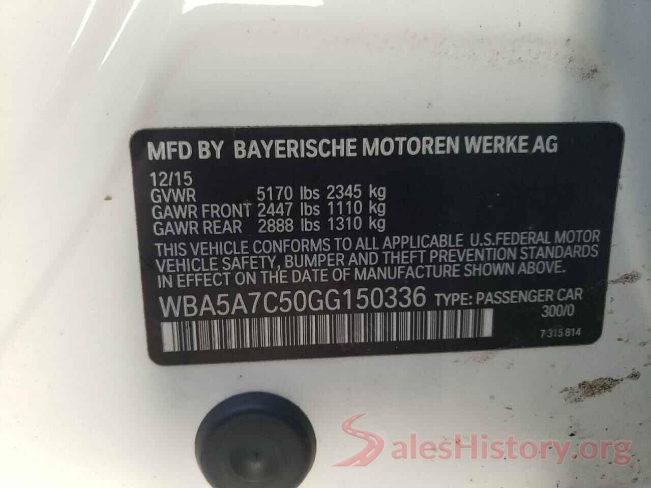 WBA5A7C50GG150336 2016 BMW 5 SERIES