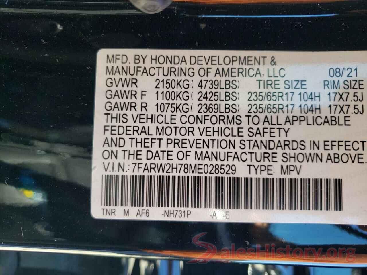 7FARW2H78ME028529 2021 HONDA CRV