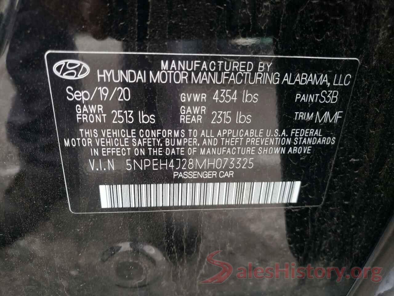 5NPEH4J28MH073325 2021 HYUNDAI SONATA