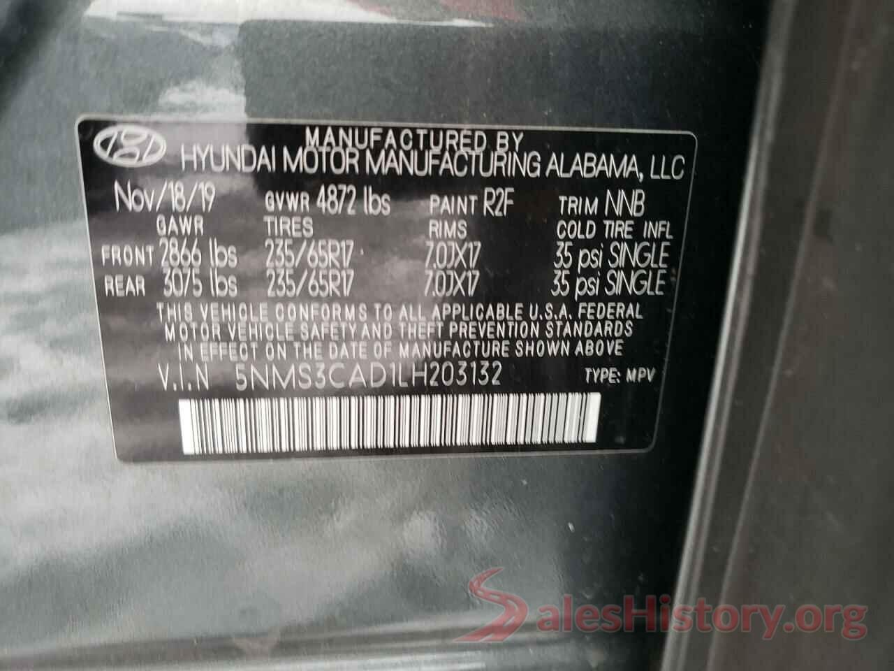 5NMS3CAD1LH203132 2020 HYUNDAI SANTA FE