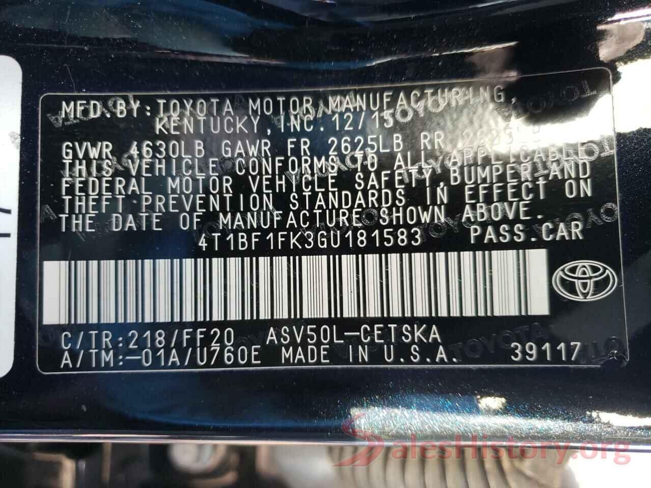 4T1BF1FK3GU181583 2016 TOYOTA CAMRY