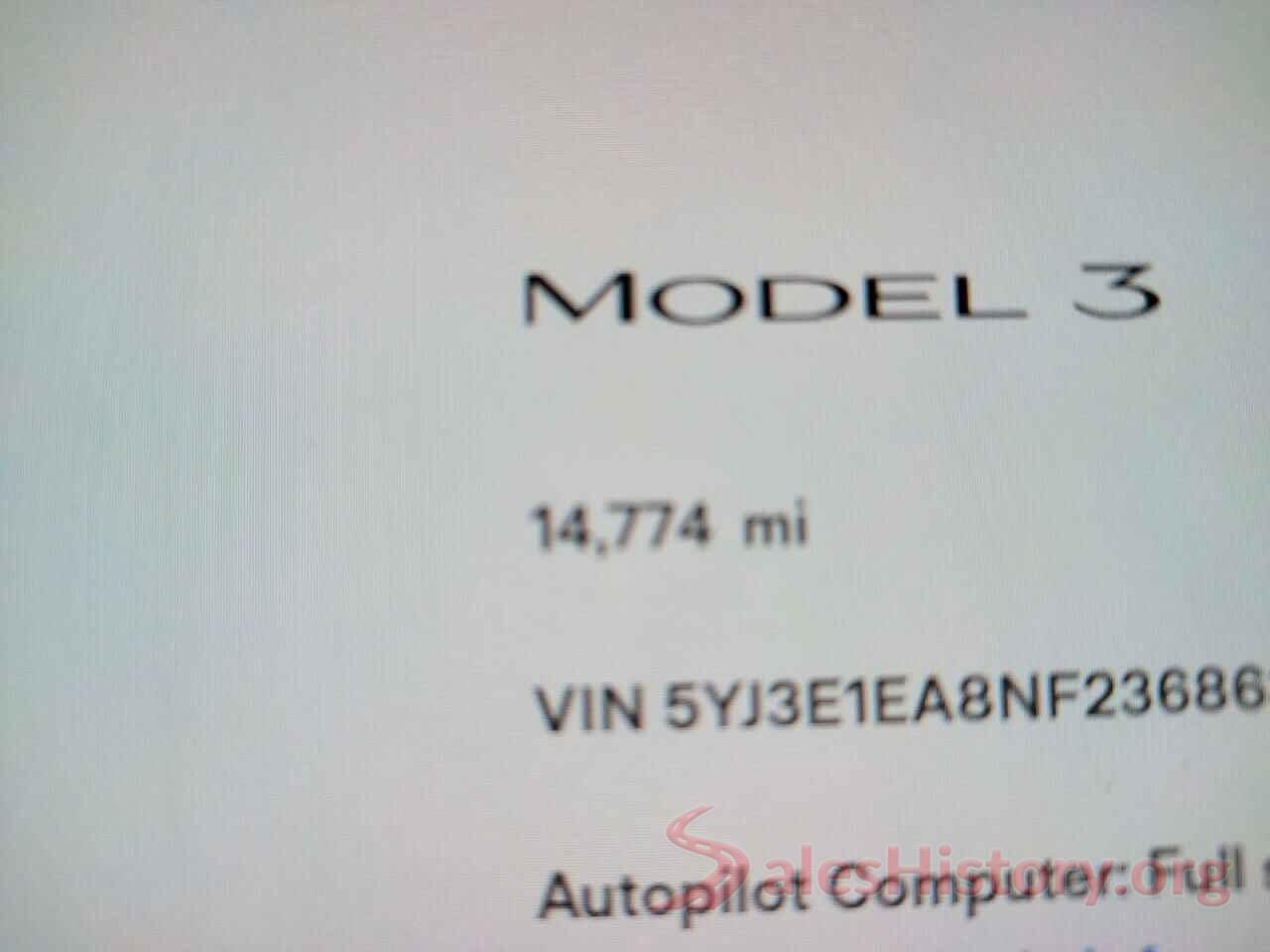 5YJ3E1EA8NF236863 2022 TESLA MODEL 3