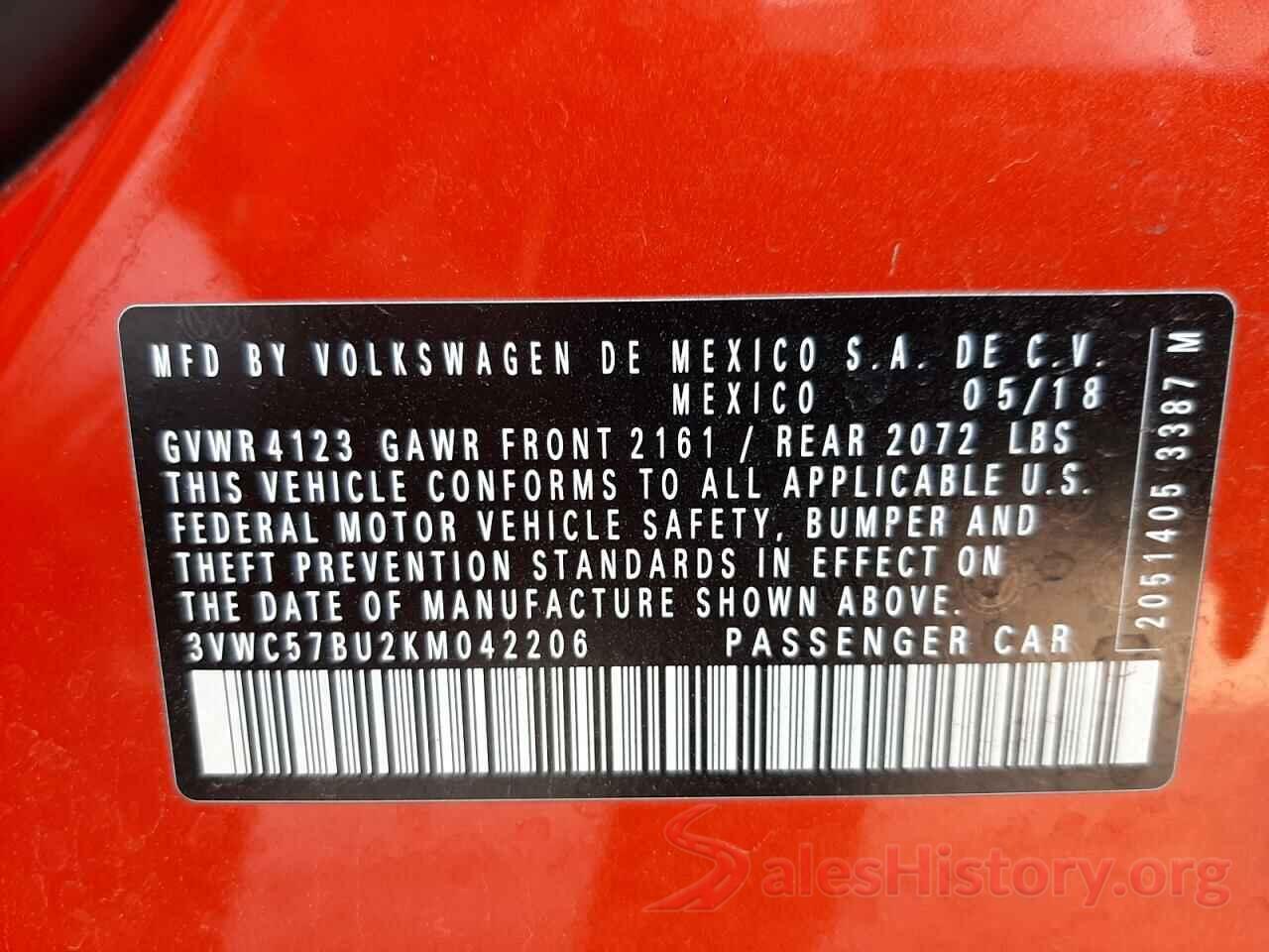 3VWC57BU2KM042206 2019 VOLKSWAGEN JETTA