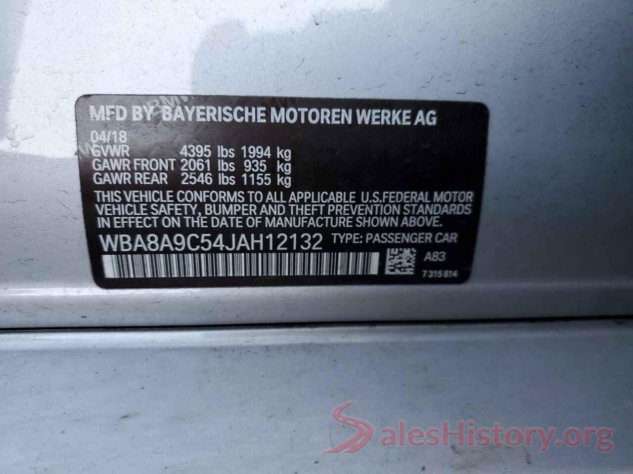 WBA8A9C54JAH12132 2018 BMW 3 SERIES