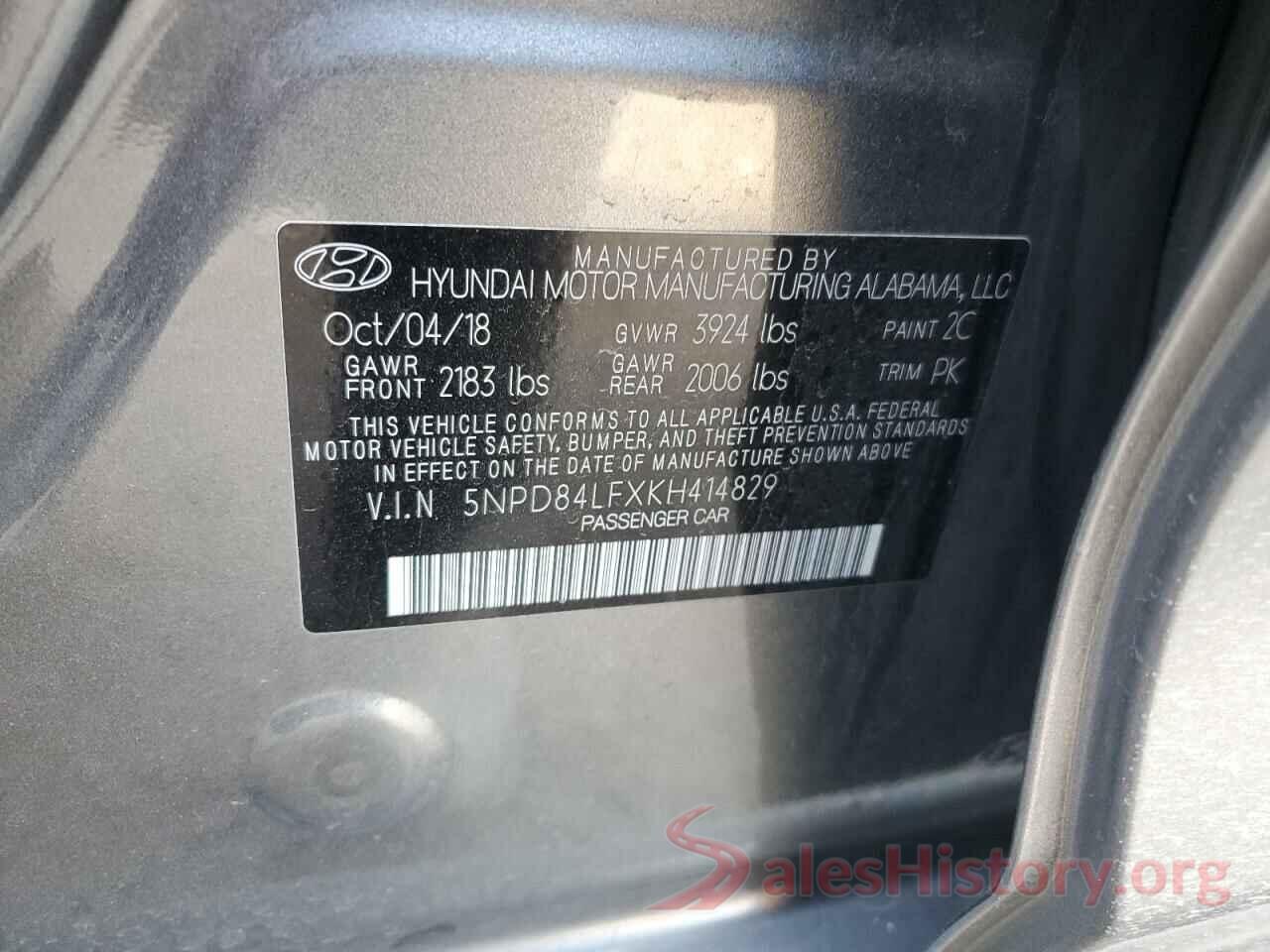 5NPD84LFXKH414829 2019 HYUNDAI ELANTRA